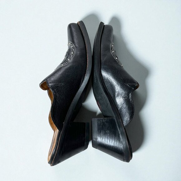 Ariat Mules Women Size 6.5 B Black Leather Studded Medallion Western Slip On - Picture 8 of 13